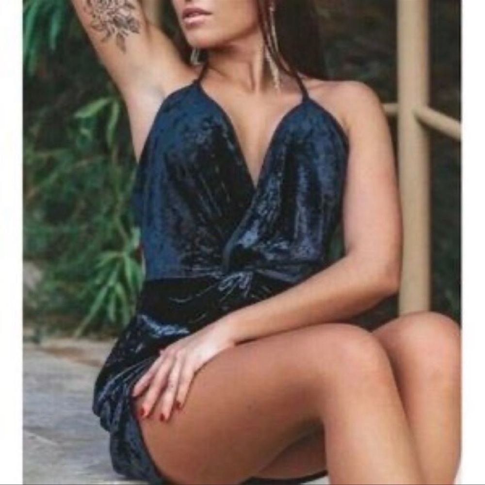 Zara black mini velvet dress